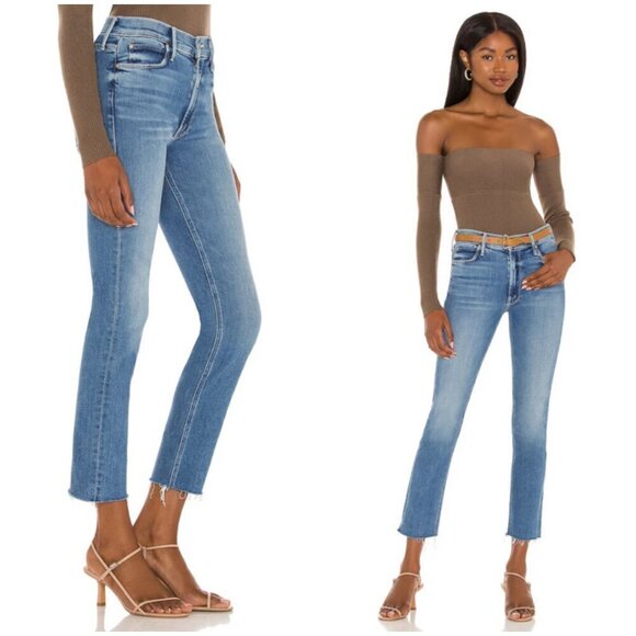 💕MOTHER💕 Mid Rise Dazzler Ankle Fray Jeans - Riding The Cliffside 28 NWOT - Picture 10 of 16